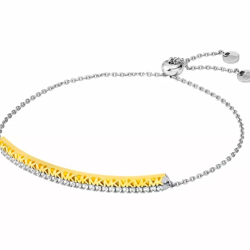 Michael Kors Two-Tone Sterling Silver Monogram Bar Slider Bracelet